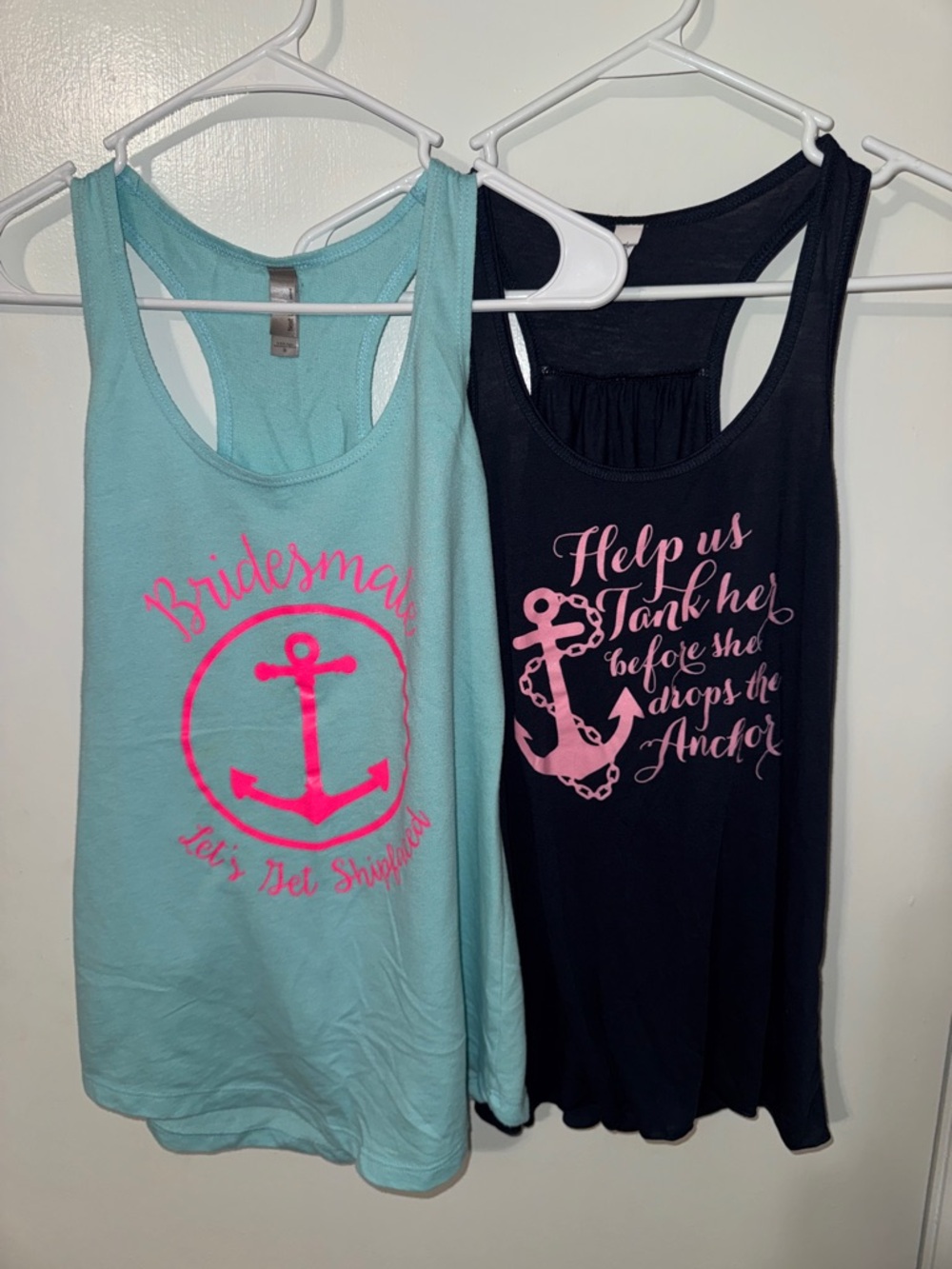 Two funny bridesmaids tank tops